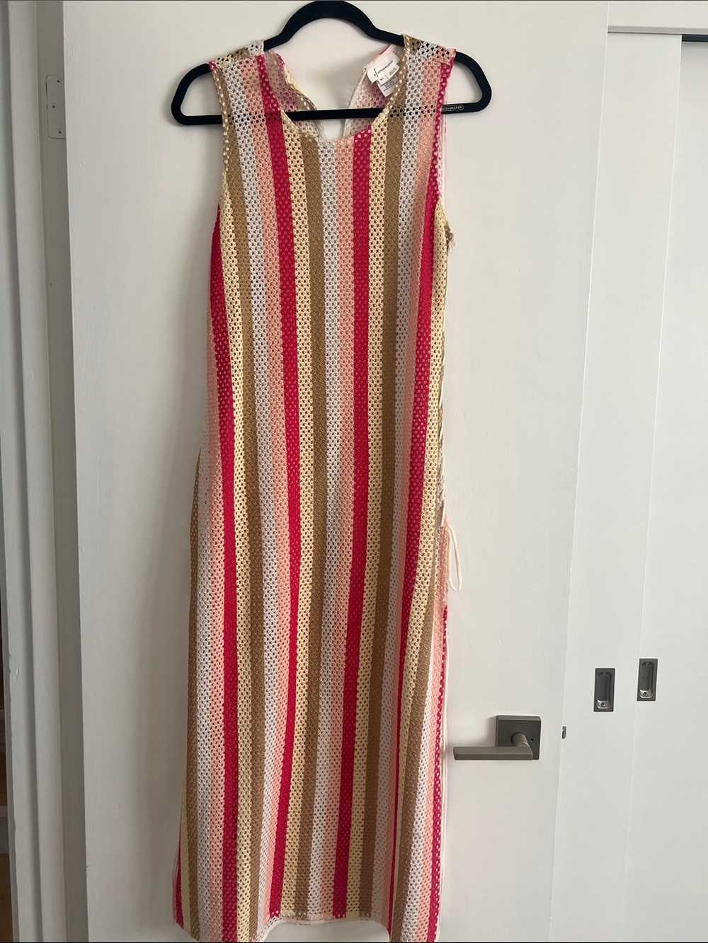 Anthropologie Sleeveless Striped Midi Dress in Pink, Cream & Tan